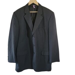JACK VICTOR Super 100's  Mens Blazer Sz 46L Gray Stripe 100% Wool Three Button